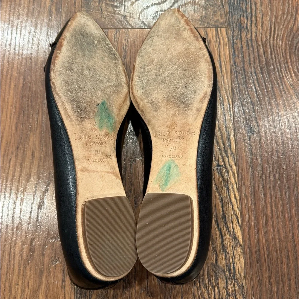 Kate Spade Black Patent Flats with Bow Detail